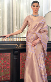 Pure Organza contarsting designer handloom weavig saree ligh shaded with abstract form